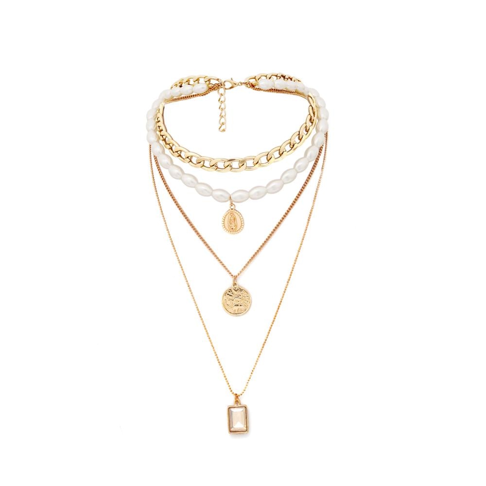 Multi Layered Pearl Choker Necklace