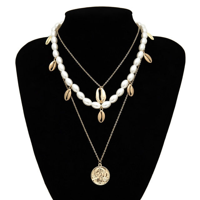 Multi Layered Pearl Choker Necklace