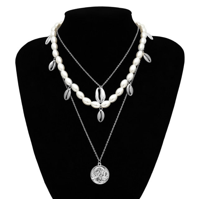 Multi Layered Pearl Choker Necklace