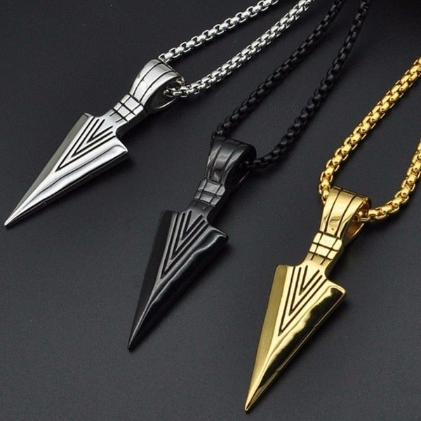 Arrow Head Pendant Long Chain Necklace