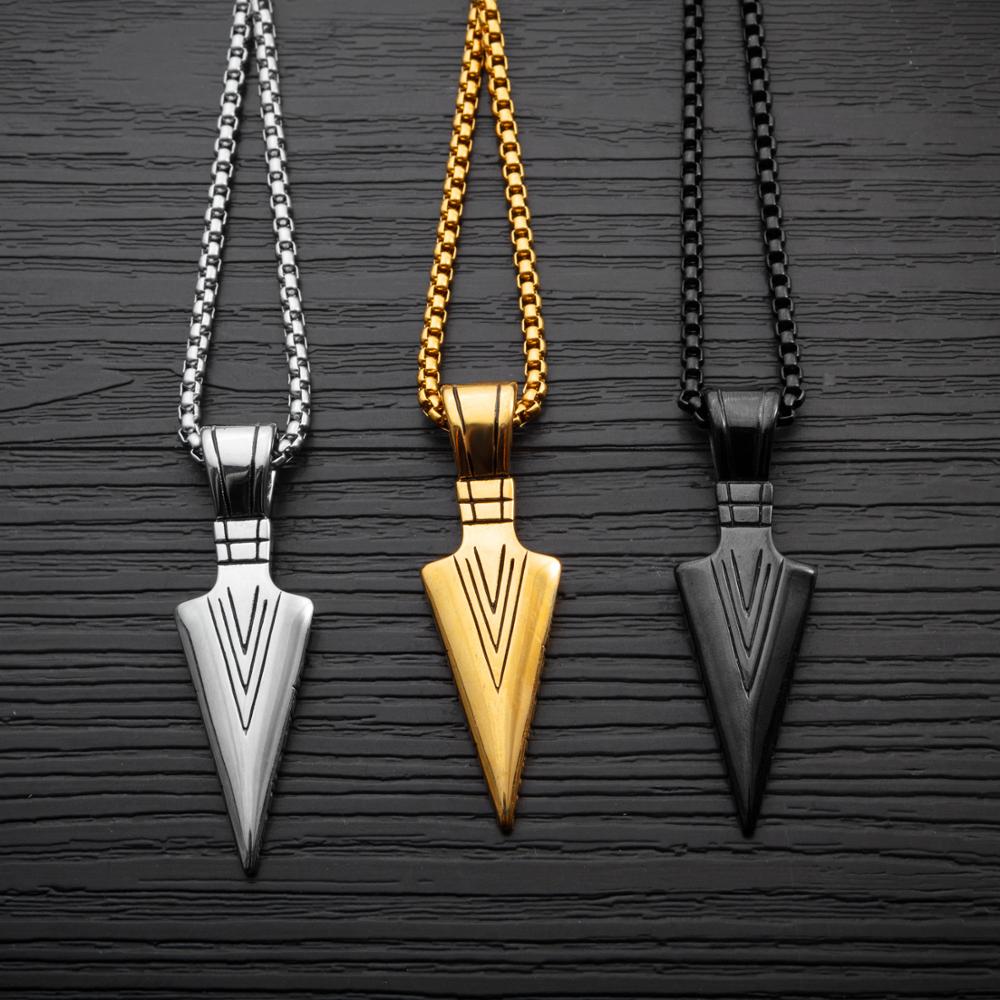 Arrow Head Pendant Long Chain Necklace