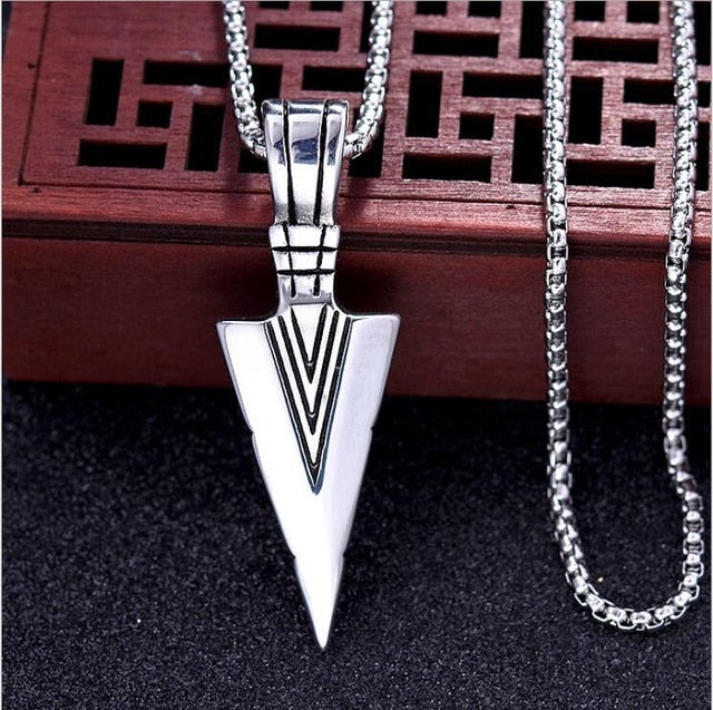 Arrow Head Pendant Long Chain Necklace