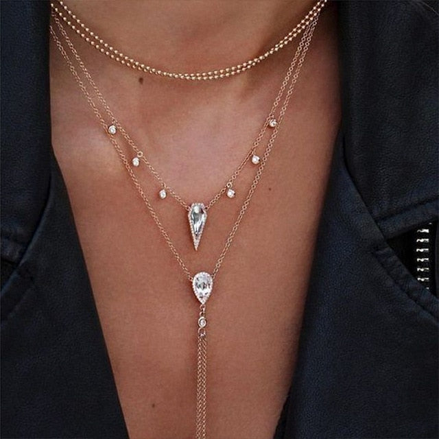 Gold Rose Statement Pendant Necklace