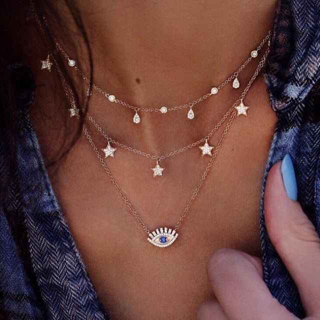 Gold Rose Statement Pendant Necklace