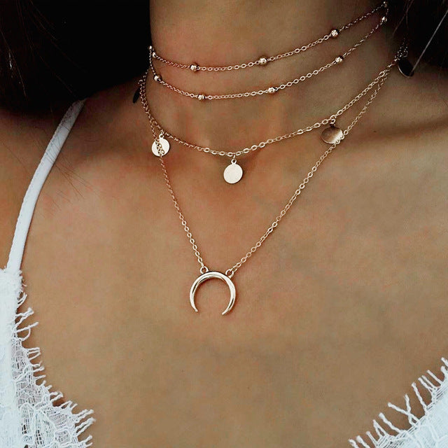 Gold Rose Statement Pendant Necklace
