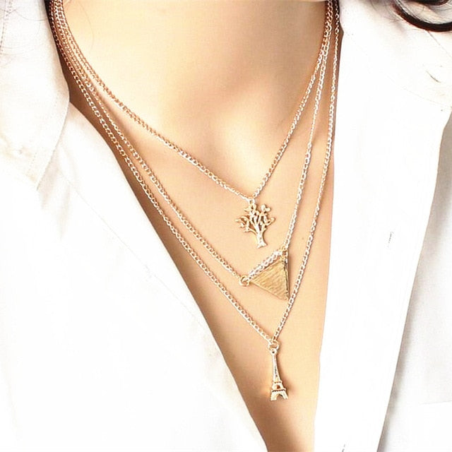 Gold Rose Statement Pendant Necklace