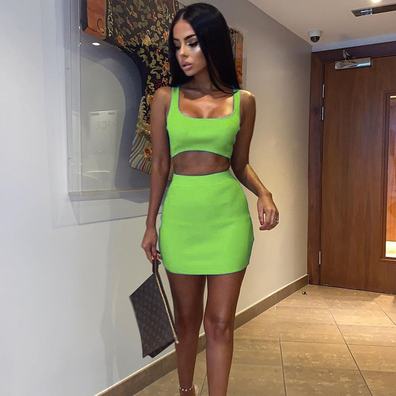 Mini Skirt Two Piece Tank Top Set