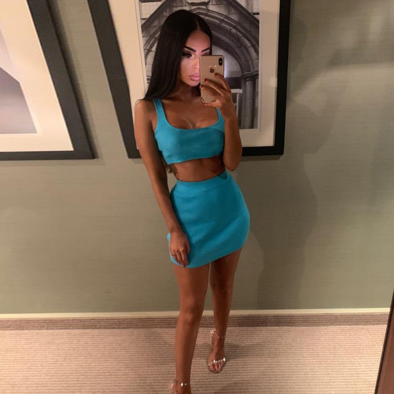 Mini Skirt Two Piece Tank Top Set