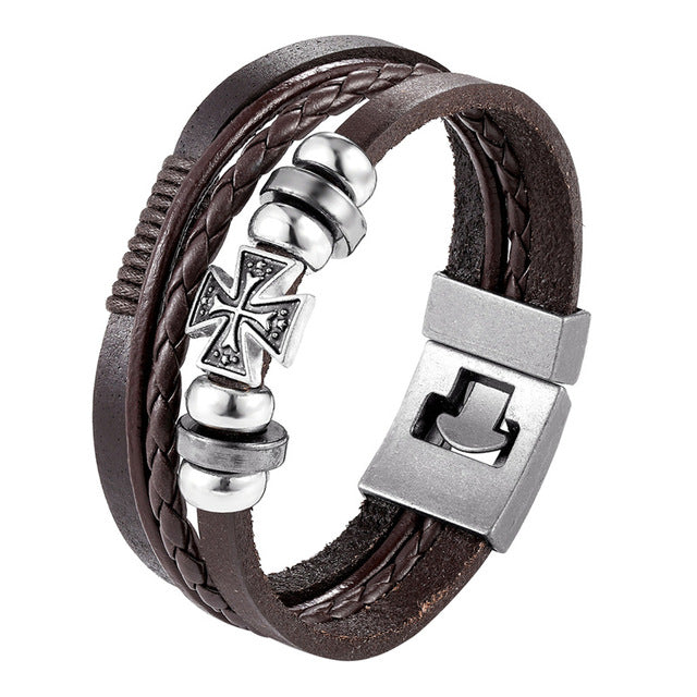 Trendy Leather Men Braided Bracelet
