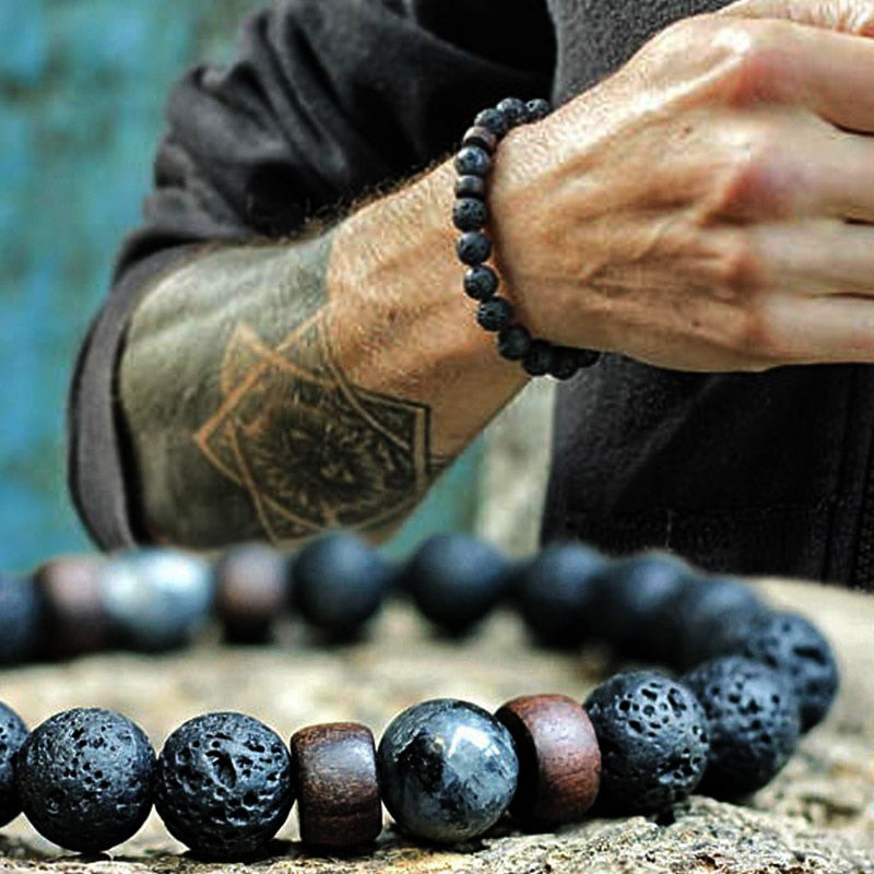 Lava Stone Men Bracelet