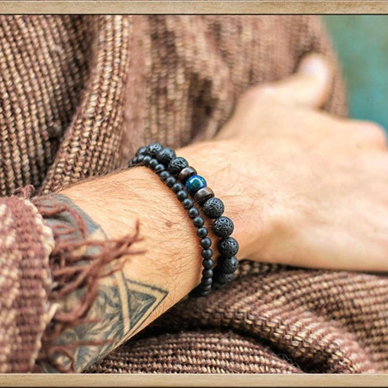 Lava Stone Men Bracelet