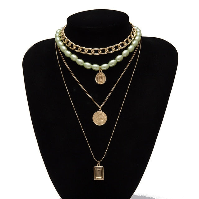 Multi Layered Pearl Choker Necklace