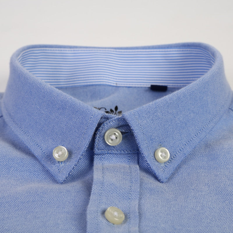 Mens Long Sleeve Solid Oxford Dress Shirt