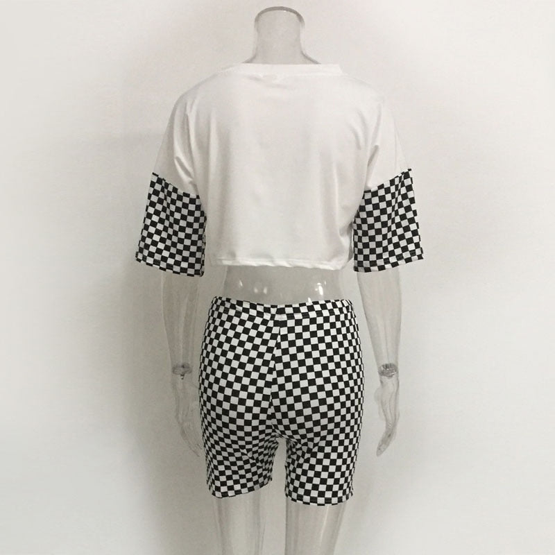 Crop Top Plaid Bodycon Short