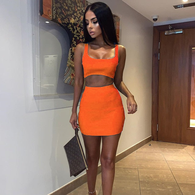 Mini Skirt Two Piece Tank Top Set