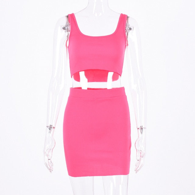 Mini Skirt Two Piece Tank Top Set