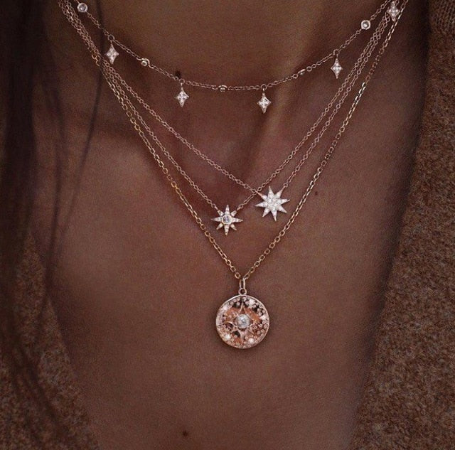 Gold Rose Statement Pendant Necklace