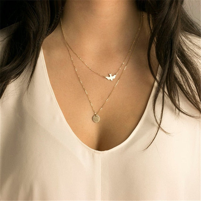 Gold Rose Statement Pendant Necklace