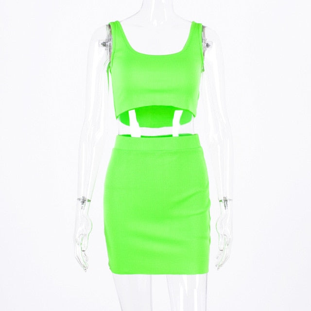 Mini Skirt Two Piece Tank Top Set